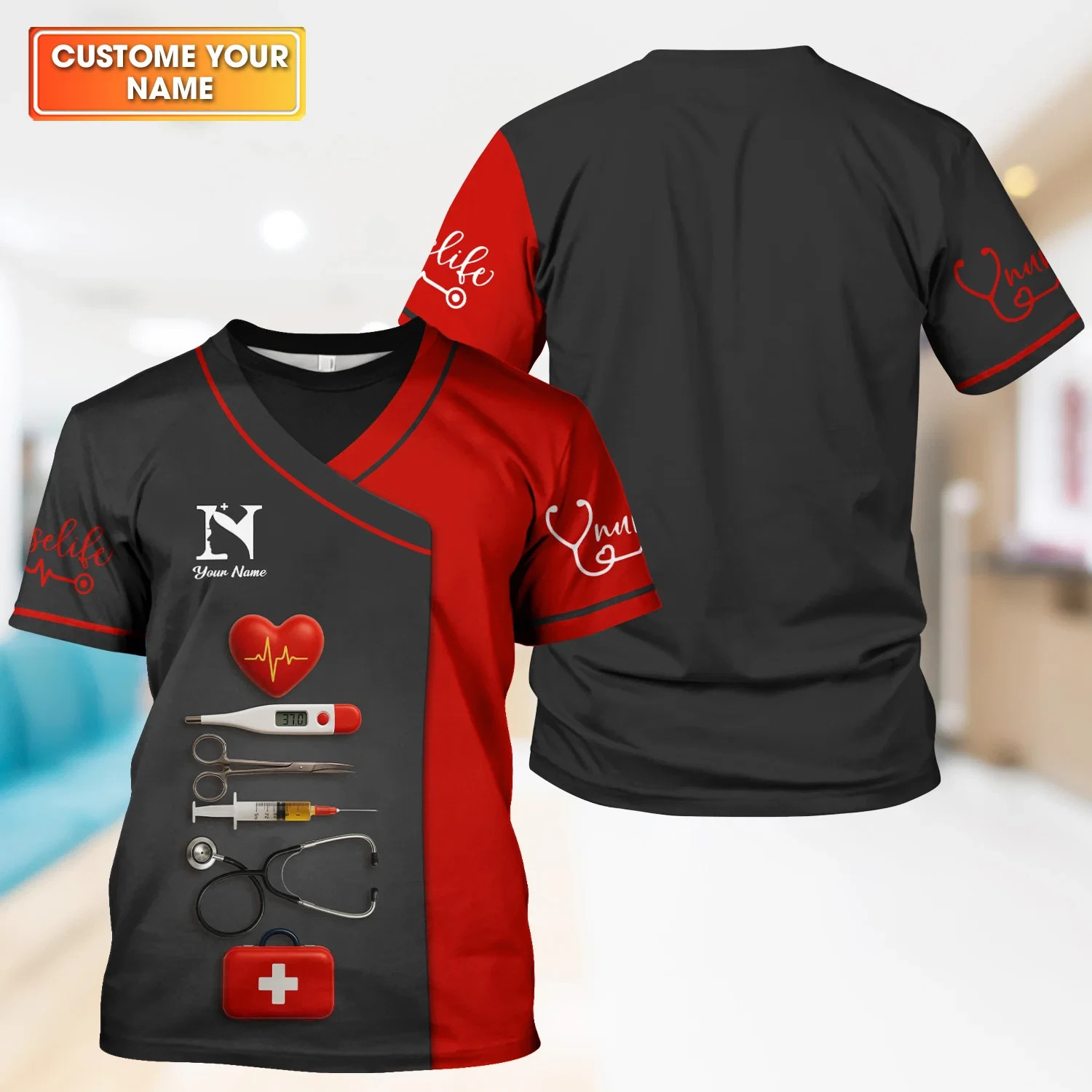 CUSTOM NAME Personalized Nurse Shirt Nursing Graphic 3D SHIRT Full sizes USM8