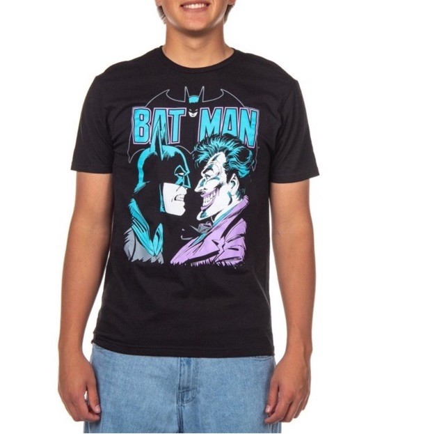 Men’s DC Comics Batman & The Joker Black Short Sleeve Graphic T Shirt L NWT
