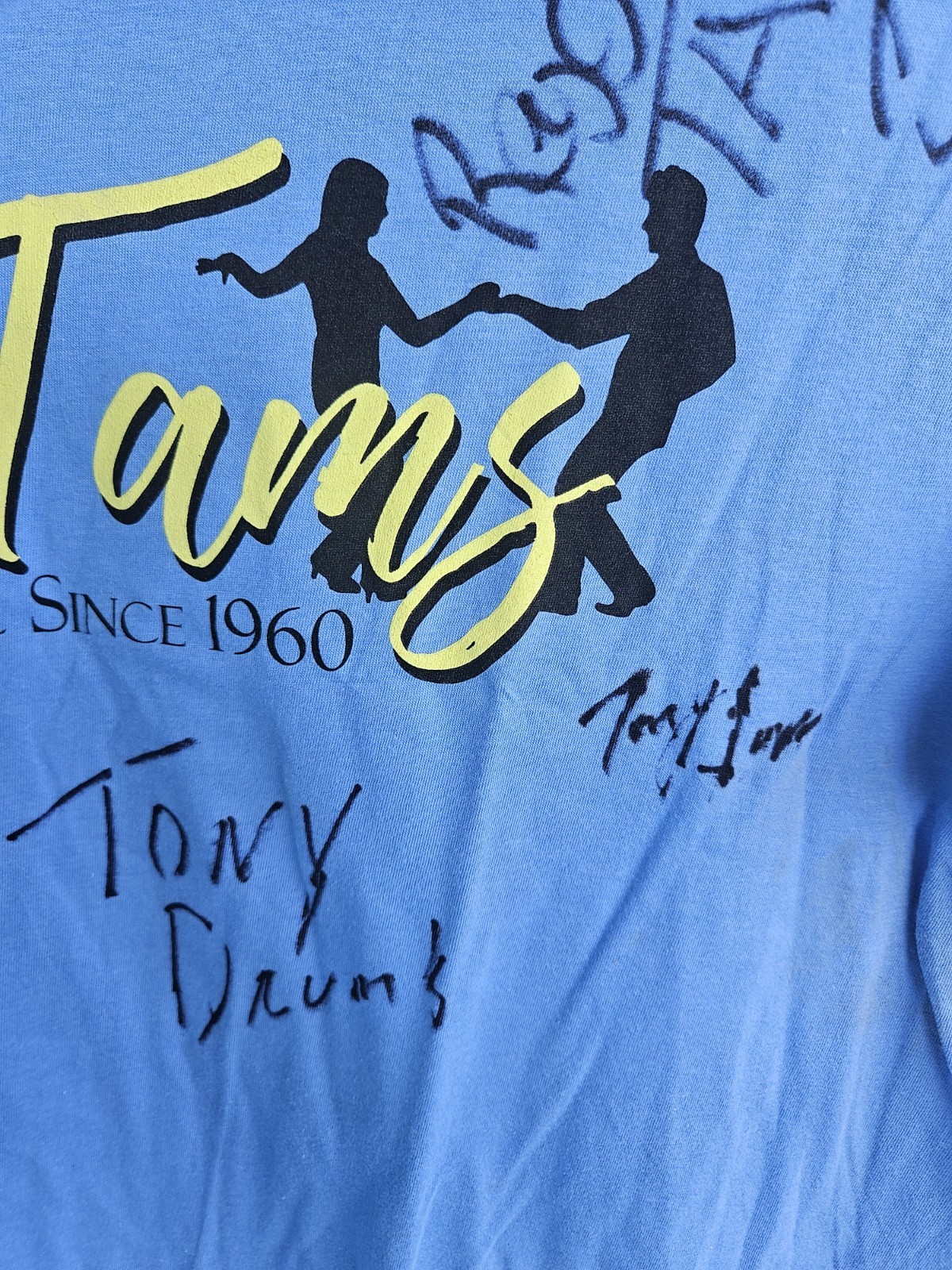 “The Tams” Signed Band T-Shirt Size Large 100% Cotton See Pics Stained NWOT