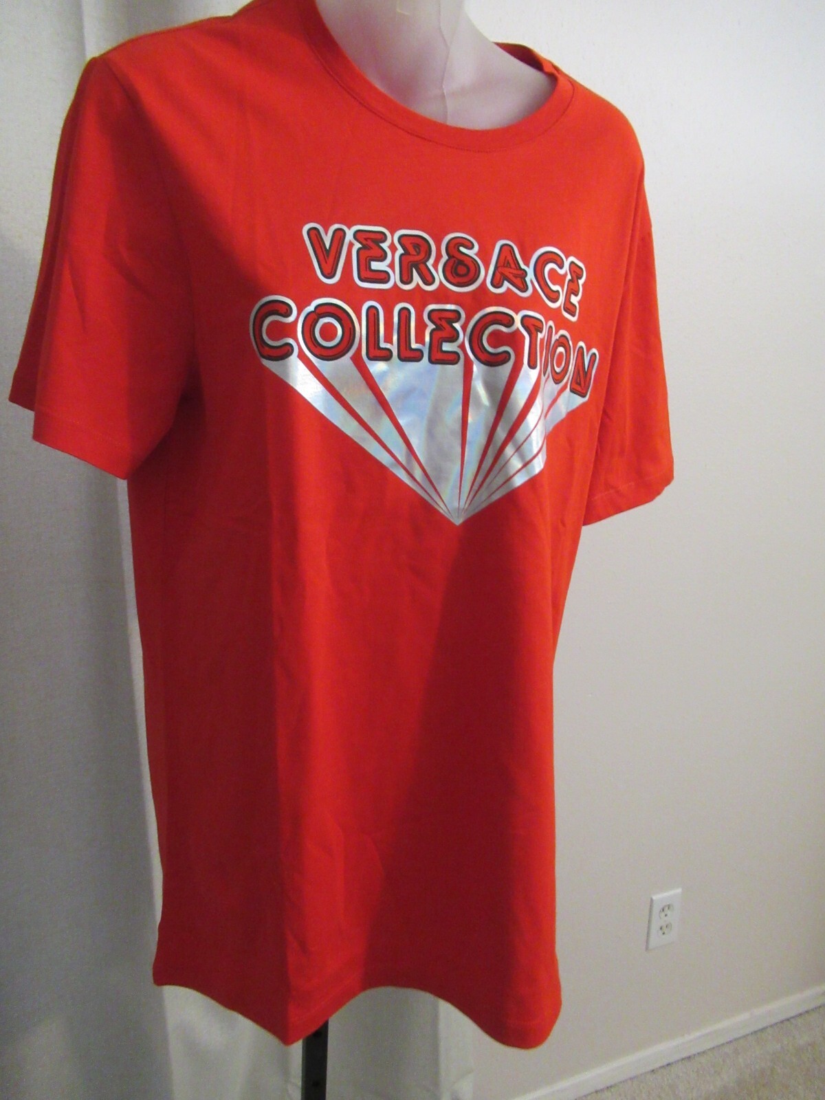VERSACE COLLECTION Designer Girocollo Red Tee Shirt Medium NWT