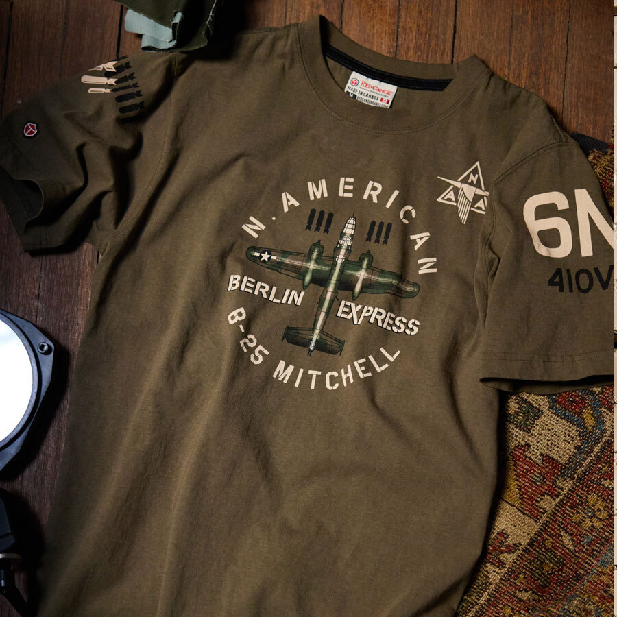 Red Canoe B-25 Mitchell T-Shirt, Olive — Choose Size