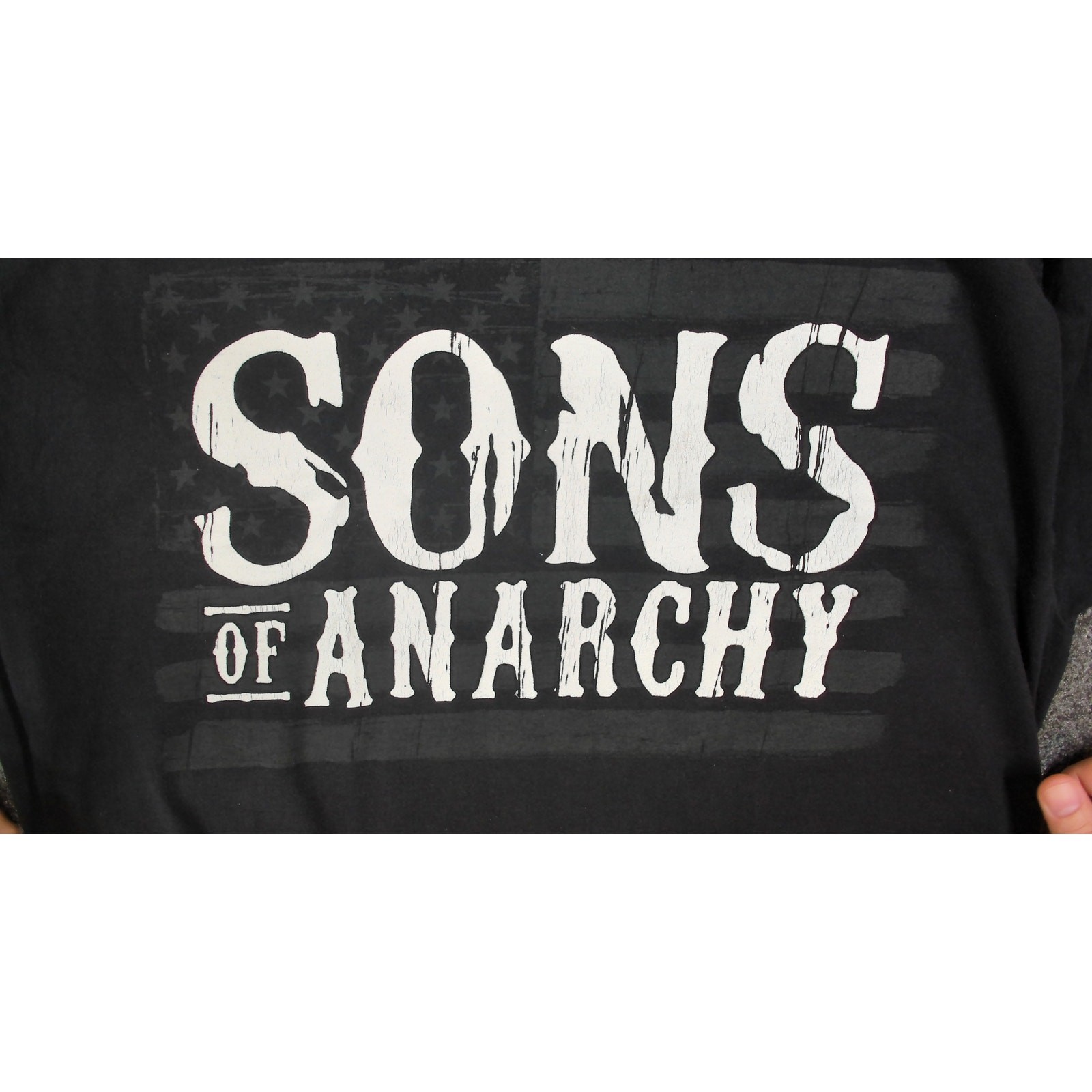 Sons Of Anarchy SAMCRO T-Shirt Mens L Grim Reaper American Flag Biker Grunge