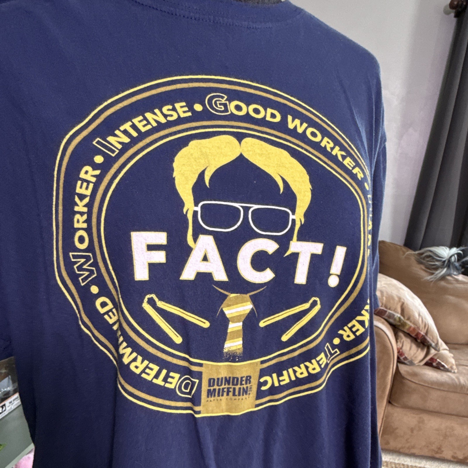 Funko The Office Dwight Schrute “FACT!” Blue Graphic Cotton Crew Neck Tee XL