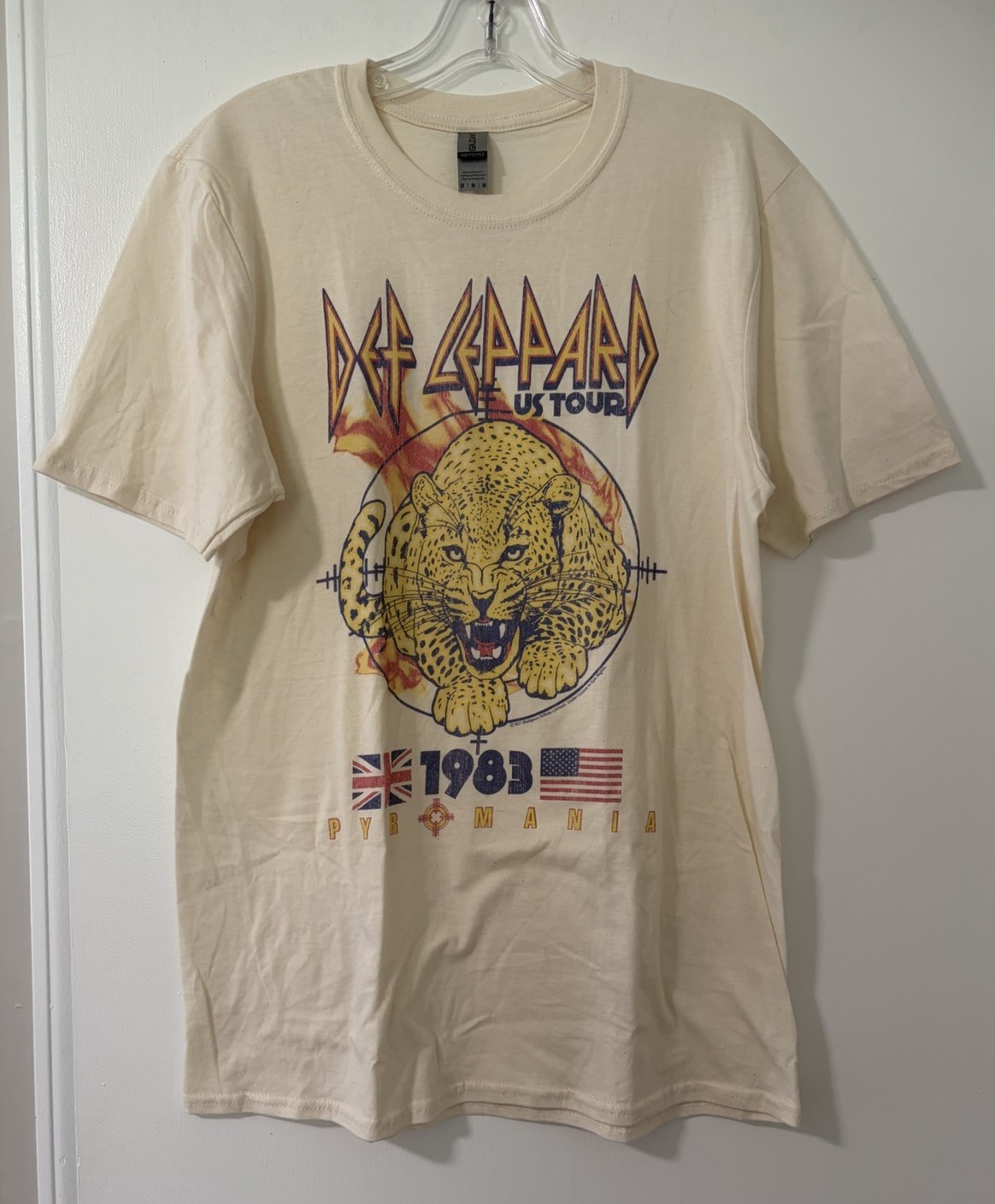 Def Leppard Pyromania USA Tour 1983 Men’s Medium Gilden T-Shirt Beige