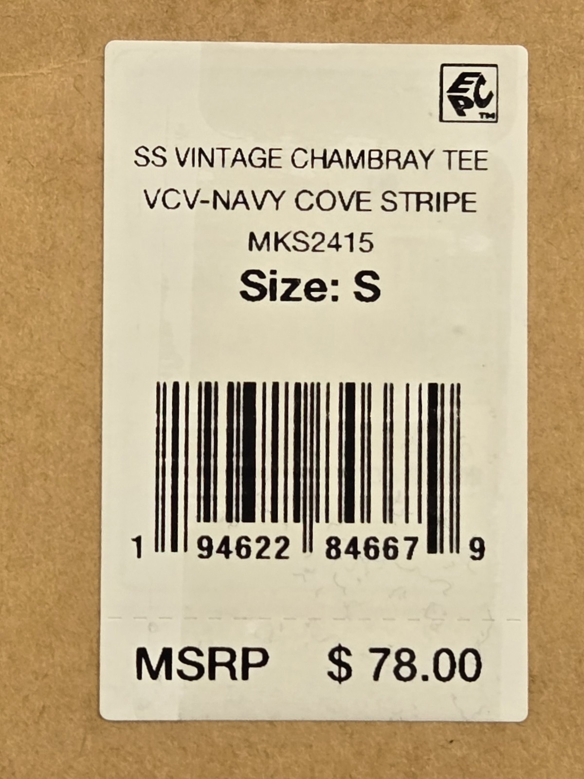 Faherty Vintage Chambray Tee T-Shirt Navy Cove Stripe Small Modal NWT $78 Retail