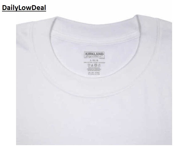Kirkland Men’s White 100% Cotton Crew Neck T-shirt FREE SHIPPING! 2 OR 6 PACK