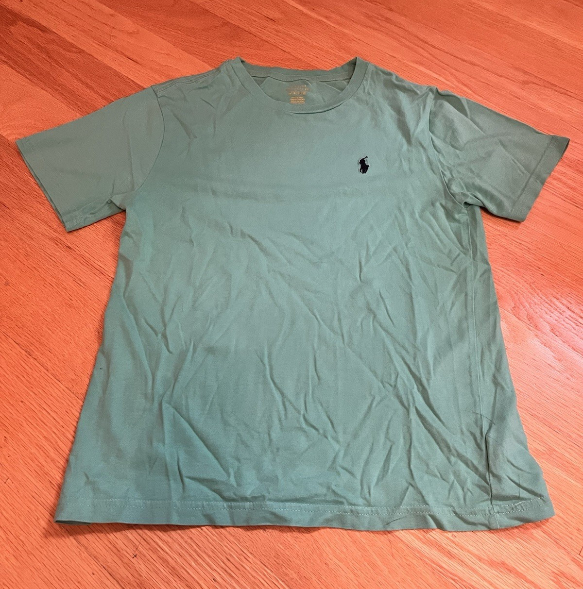 Polo Ralph Lauren Green Polo Pony Logo Cotton Crewneck M (10-12) Classic Fit