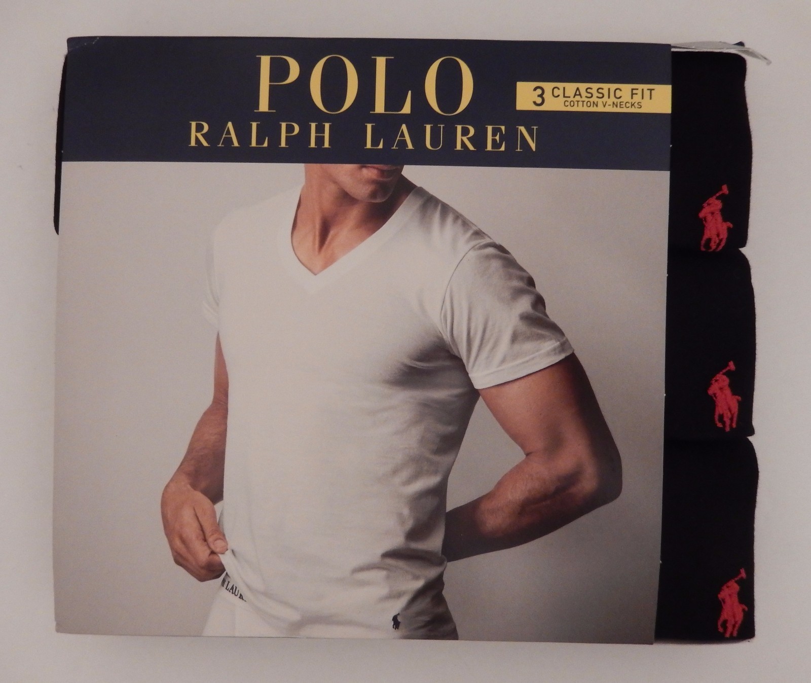 3 POLO RALPH LAUREN BLACK 100% COTTON V NECK T SHIRTS UNDERSHIRTS S M L XL XXL