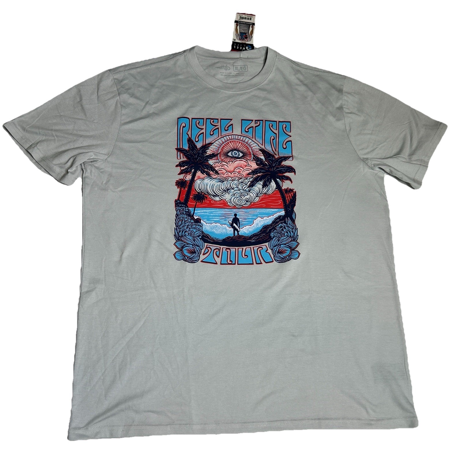Reel Life Tshirt Mens Size XL Short Sleeve Relaxed Fit Graphic Double Sided New