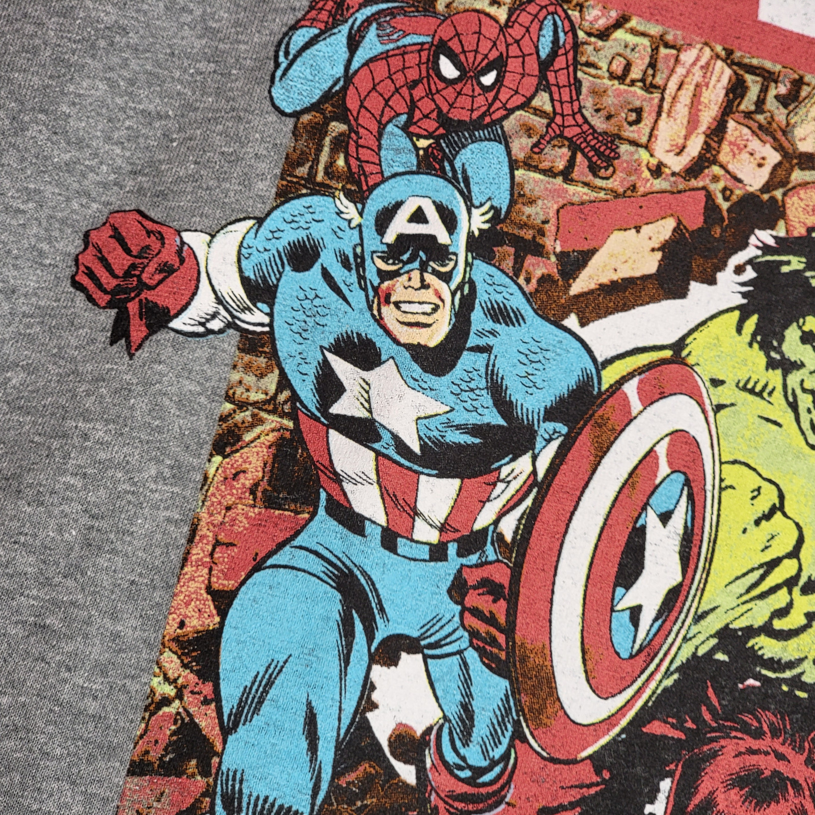 MARVEL COMICS Shirt Mens Large Gray Golden Age Avengers HULK CPT AMERICA NWT