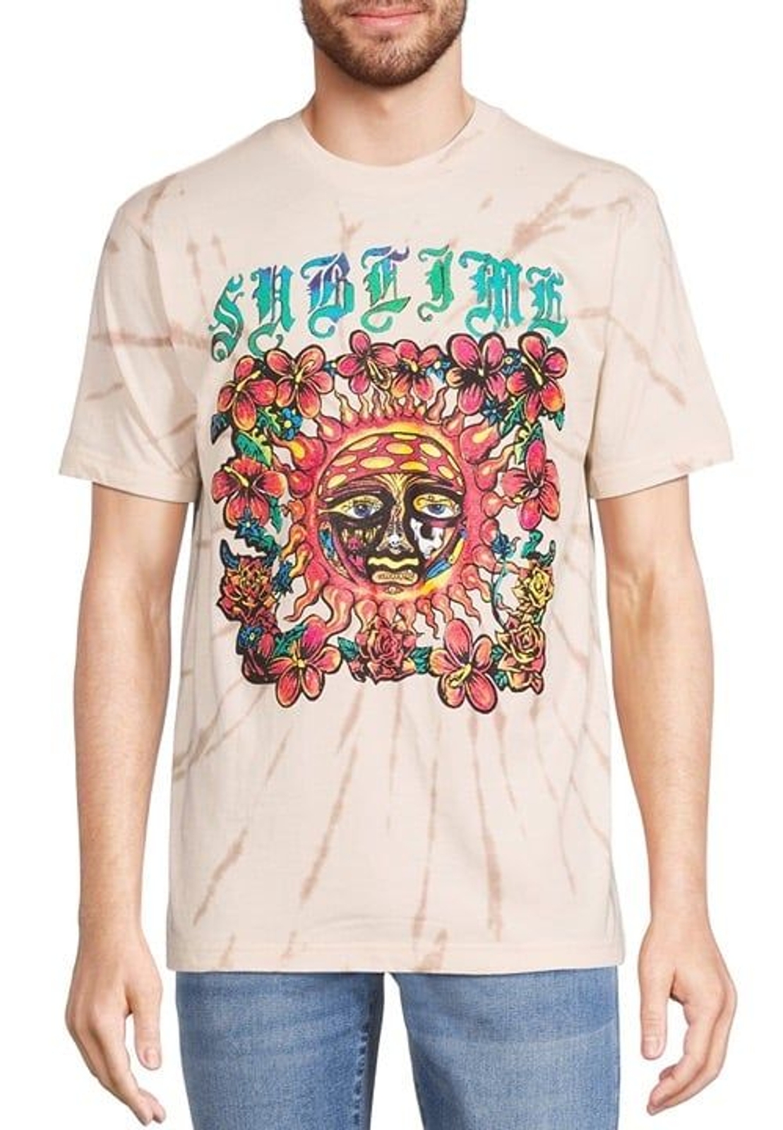 Sublime Small light Birch Tie Dye Men’s wash Graphic Tee soft feel short sleeve