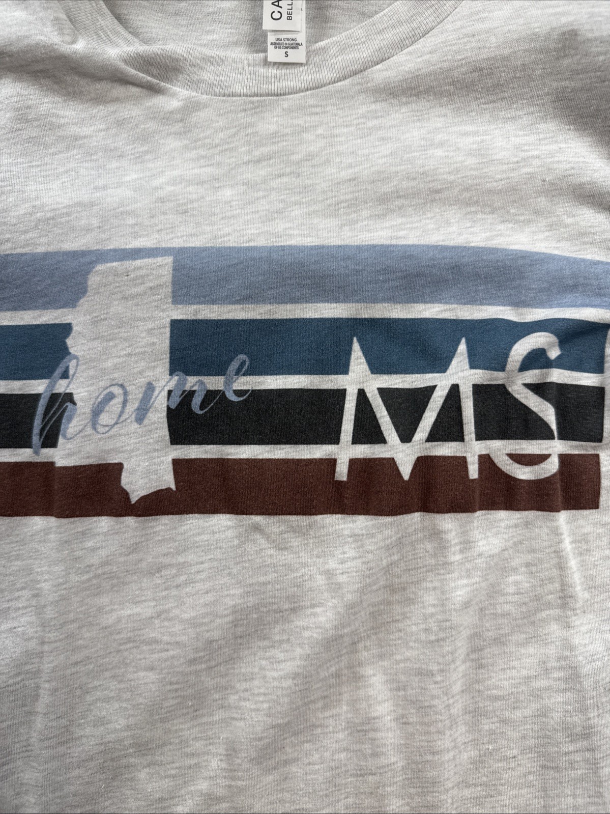 Bella + Canvas Unisex T Shirt Mississippi Short-Sleeve 100% Cotton Size S