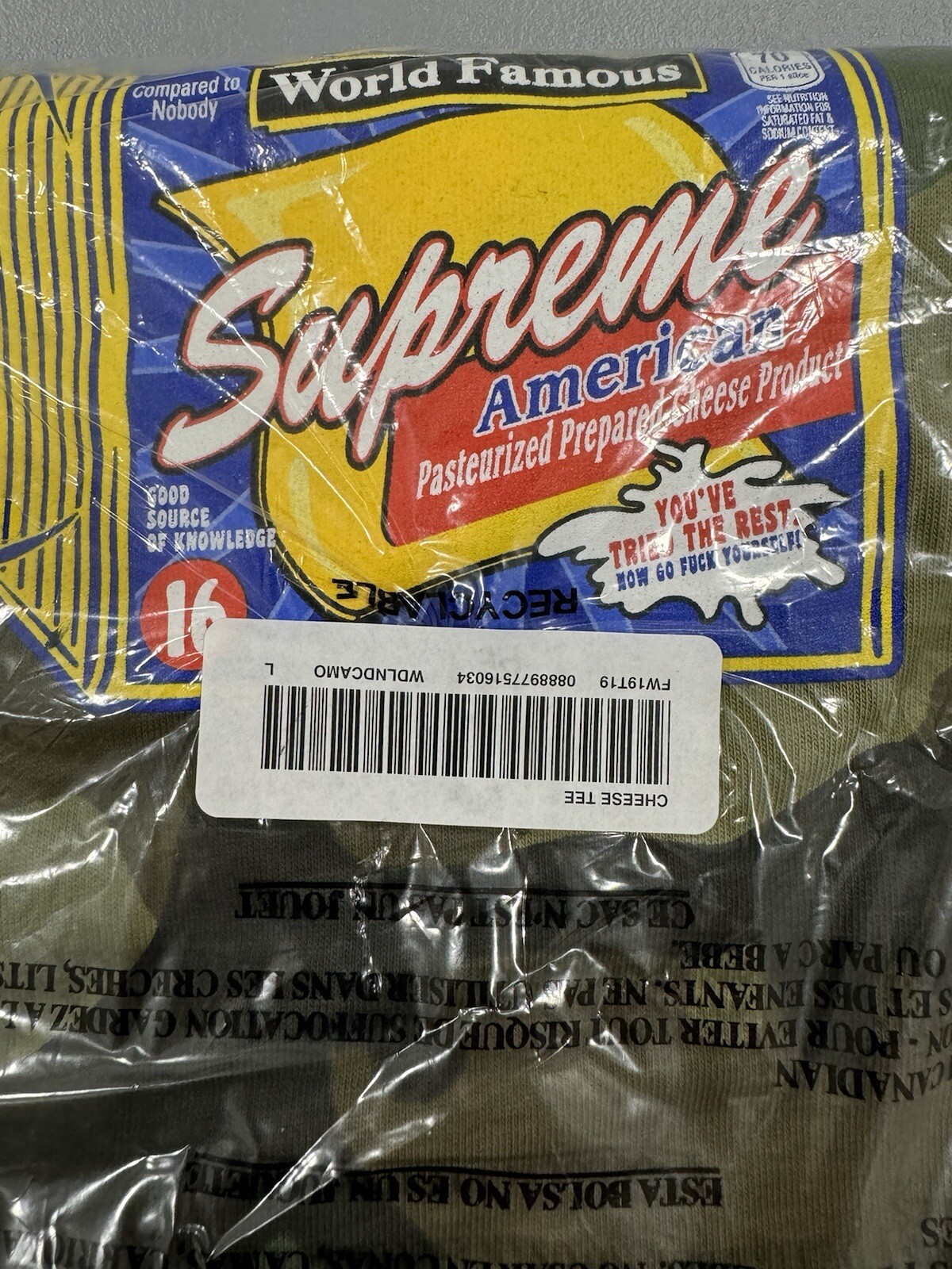 Supreme Cheese Tee Shirt Size Large L Camo – New In Bag FW19 Rare DEADSTOCK
