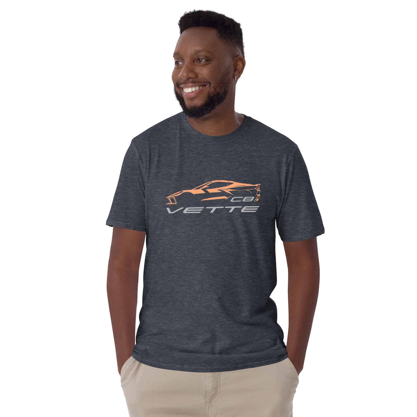Softstyle T-Shirt For Chevrolet Corvette C8 Orange 2024 Car Fans Birthday Gift