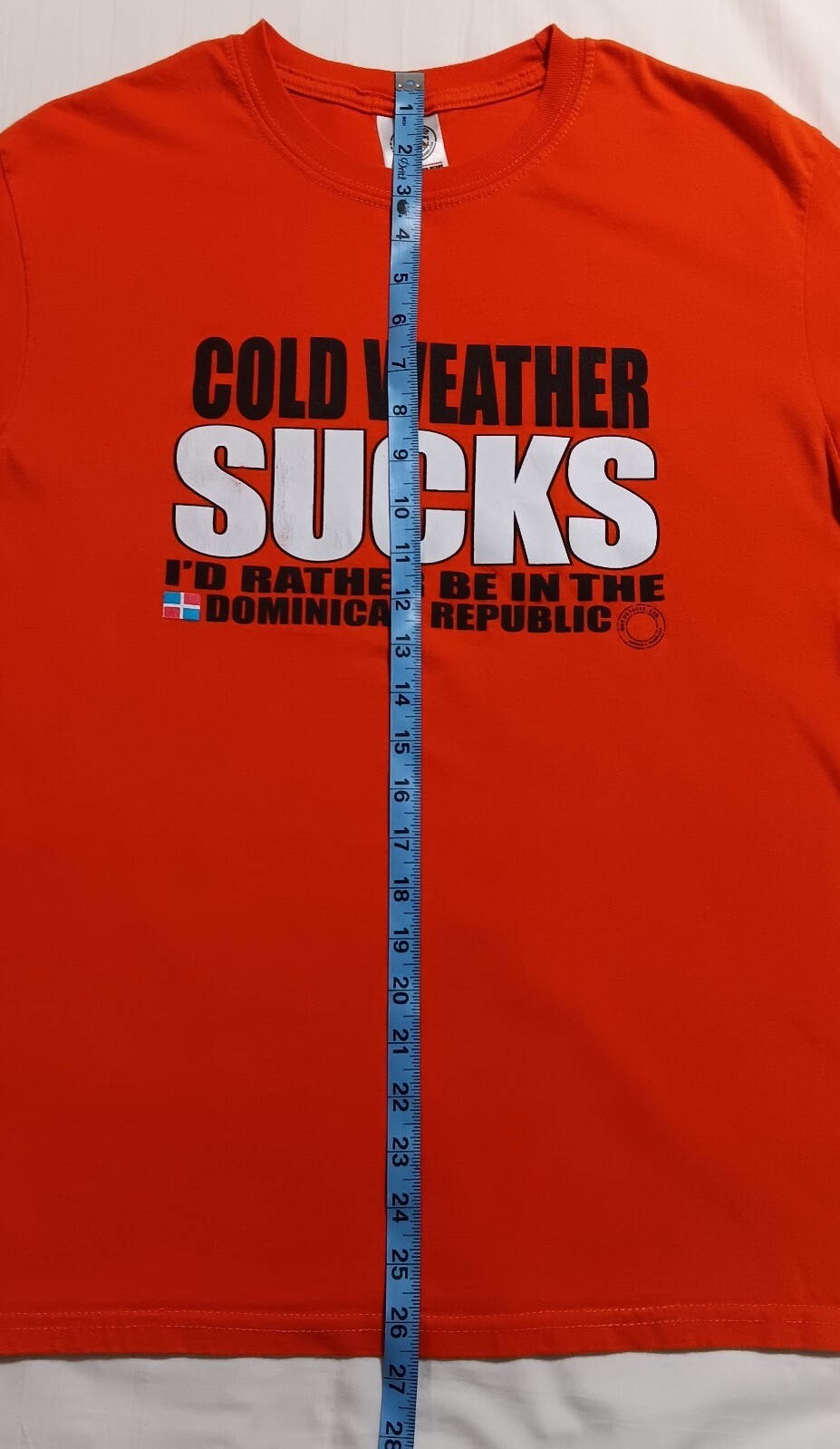 Hot Penguin T-Shirt – Cold Weather Sucks – Dominican Republic Orange S/S Size M