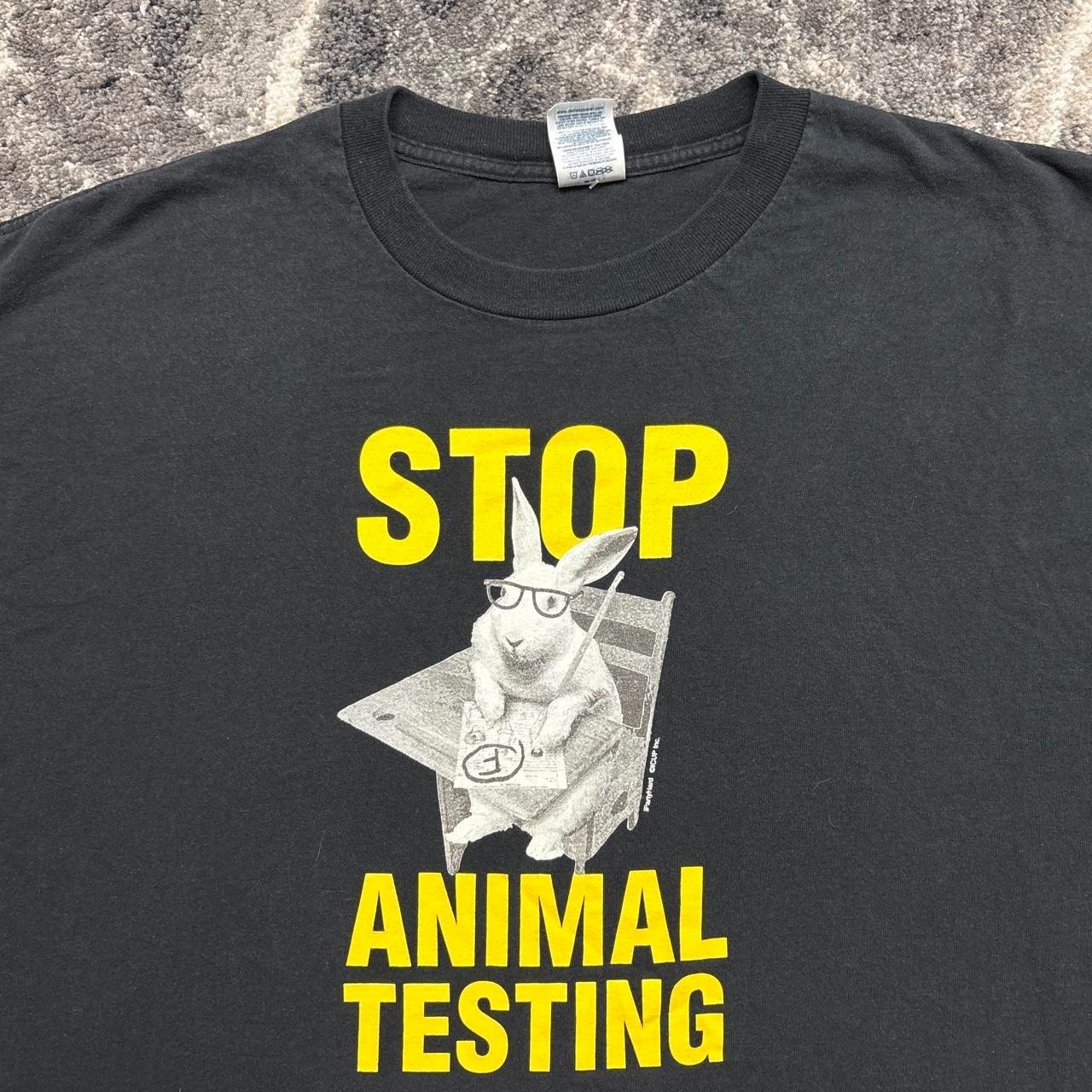 Vintage Animal Rights Shirt Mens XXL Rabbit Bunny Art 90s Y2K Vegetarian Vegan