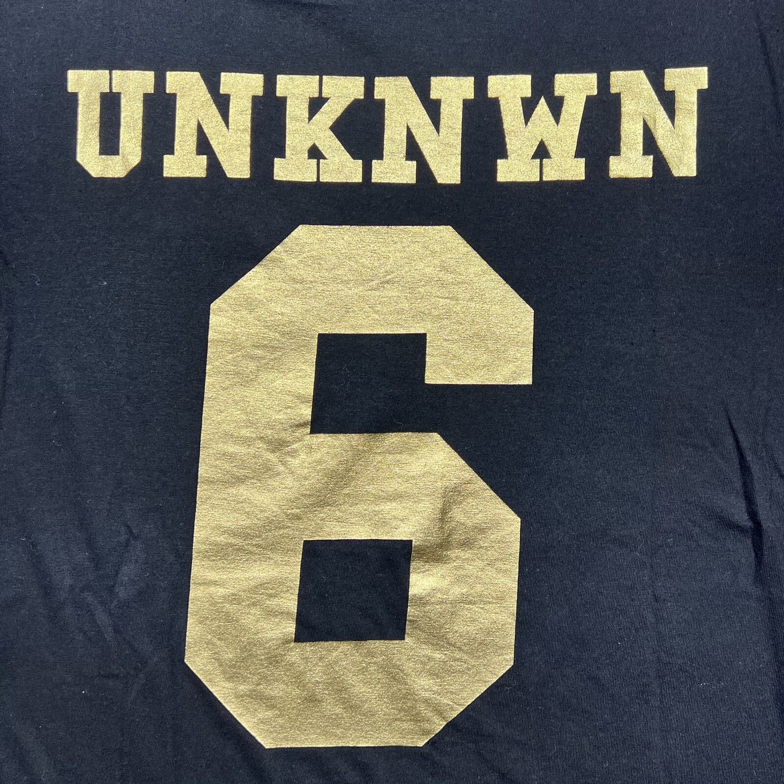 UNKNWN Lebron James Gold Black Invert Logo Jersey T-Shirt #6 Sz Small
