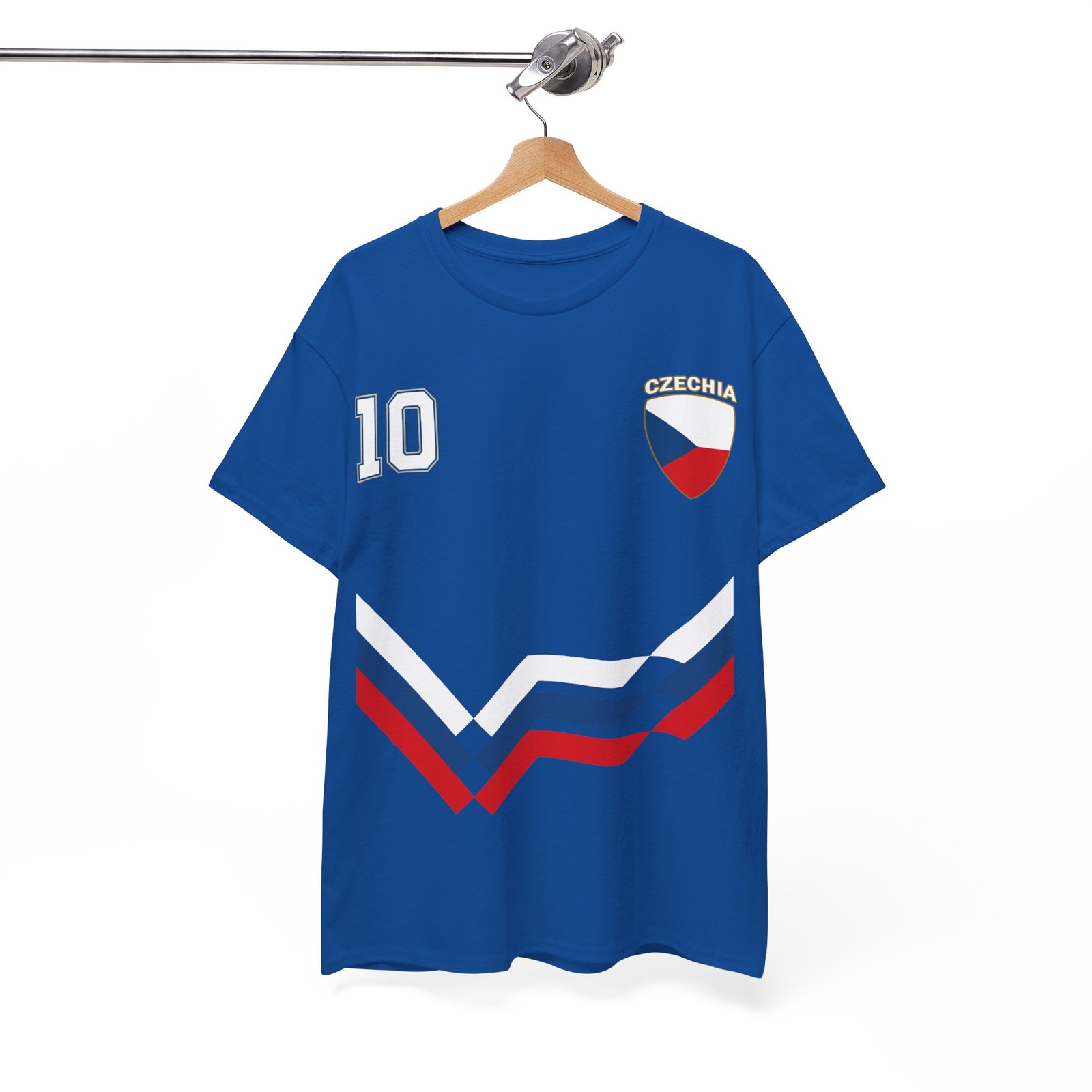 Czechia Number 10 Soccer Jersey Style Shirt, Czech Flag Soccer Shirt