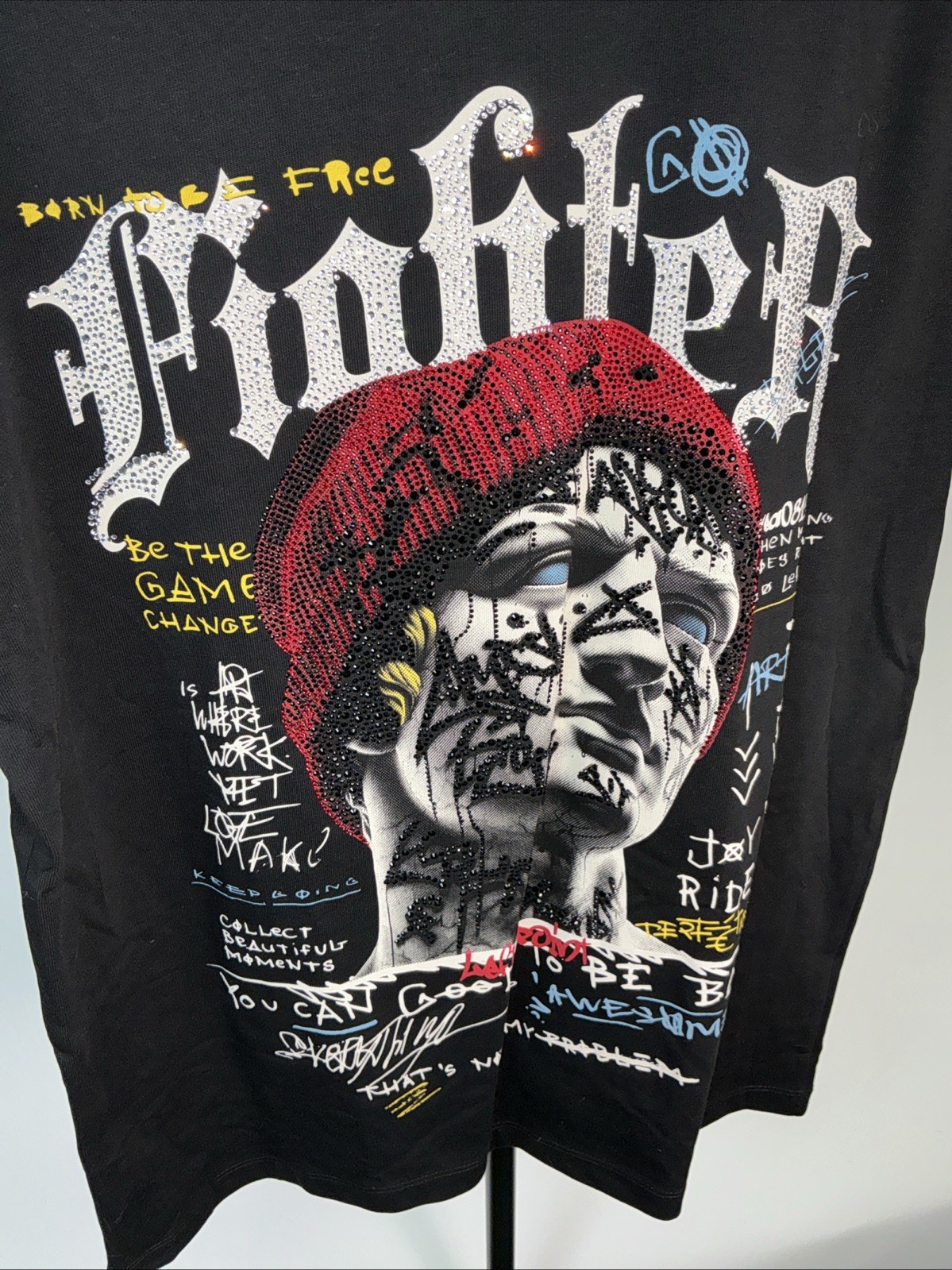 Left Point Italy Black Fighter / Graffiti Men’s T-Shirt Size XL