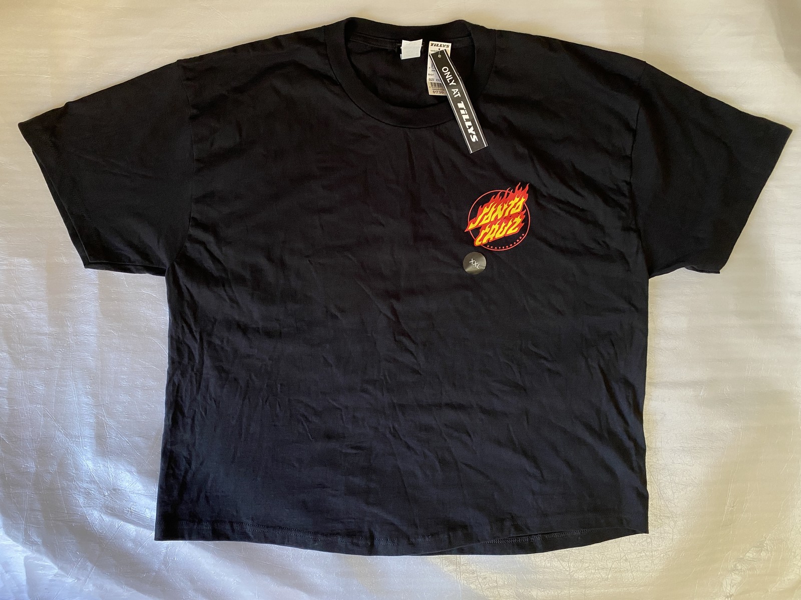 Santa Cruz Skateboards Shirt Men’s XXL Black Cotton Flaming Graphic Tee Brand Ne