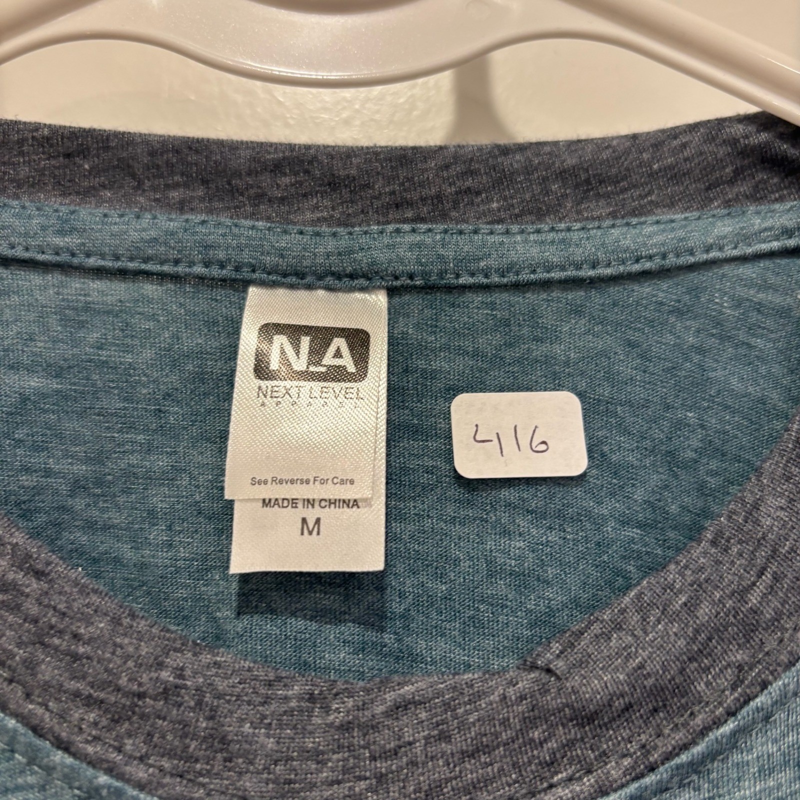 Next Level Apparel Mens Ringer T-Shirt Heather Teal Charcoal Grey Size L