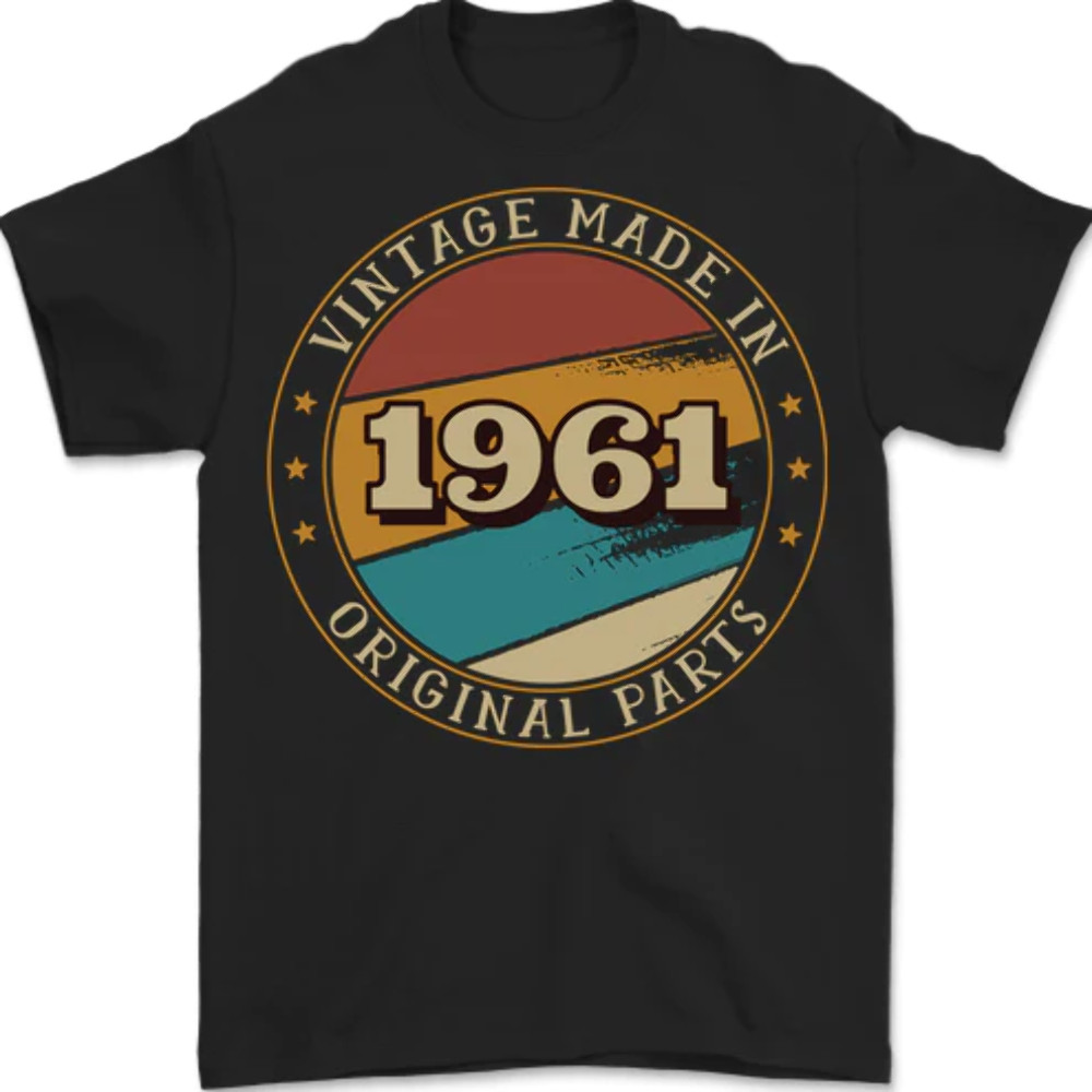 65th Birthday Vintage Made In 1961 Mens T-Shirt 100% Cotton