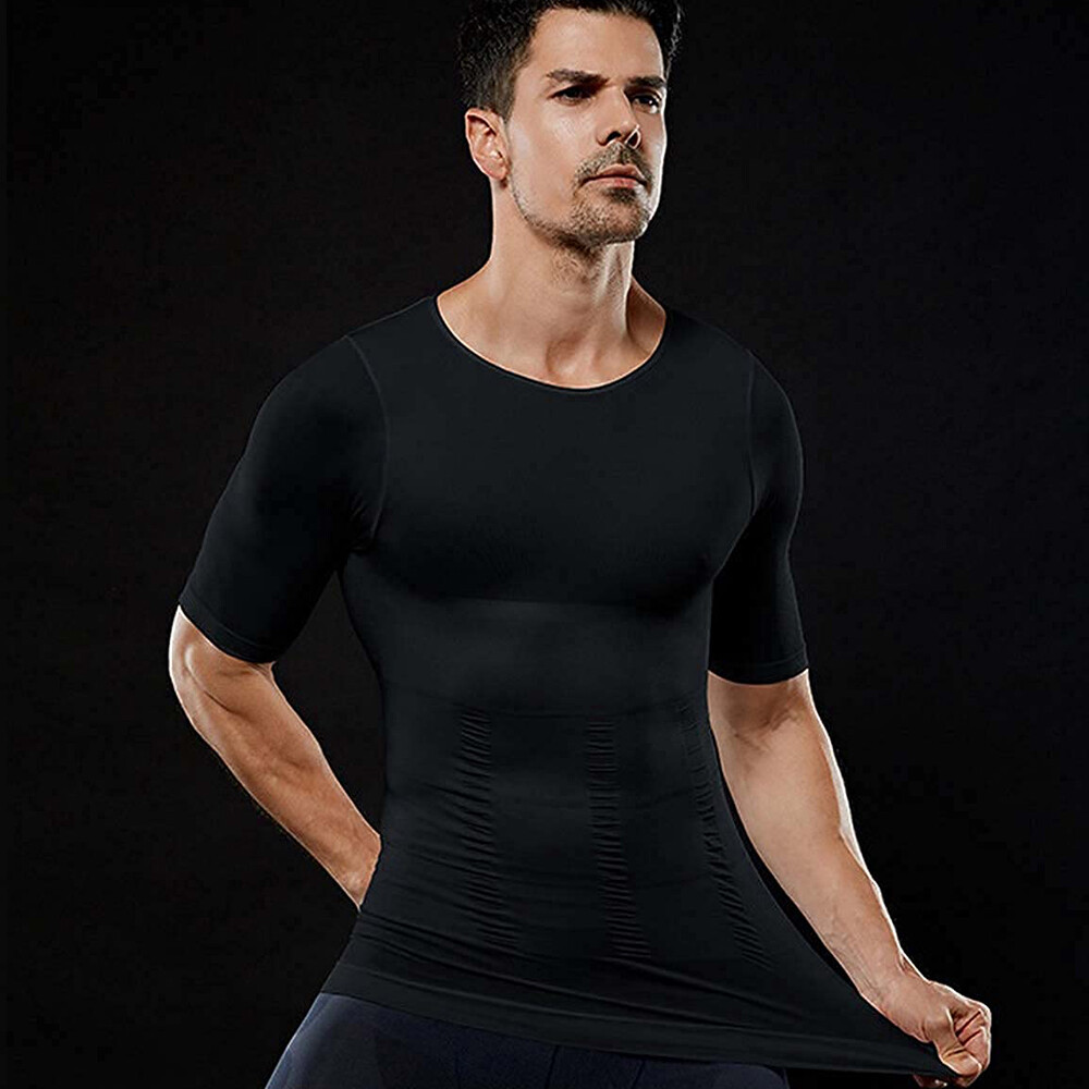 SecondSkin Men’s Abs Shaper Cooling T-Shirt Compression Shirt Slimming Shapewear