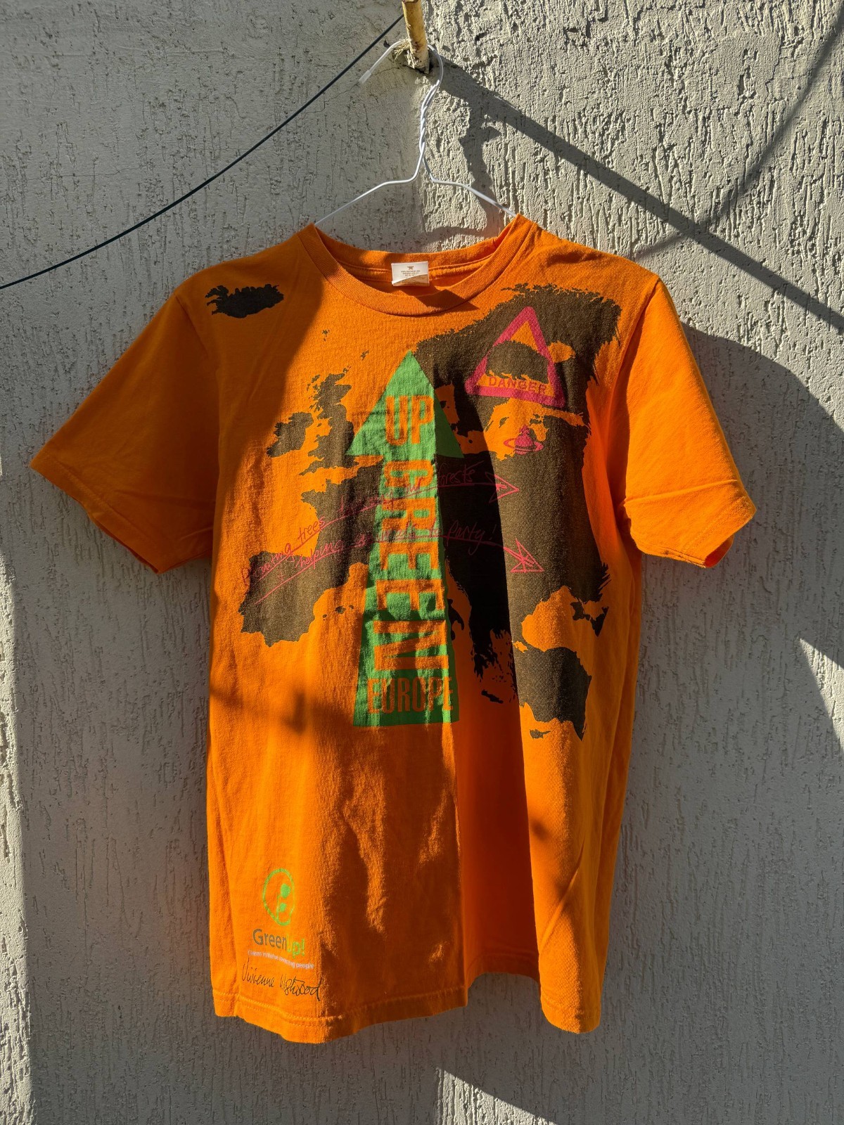 Vivienne Westwood Style “Up Green” Graphic T-Shirt Orange Anvil