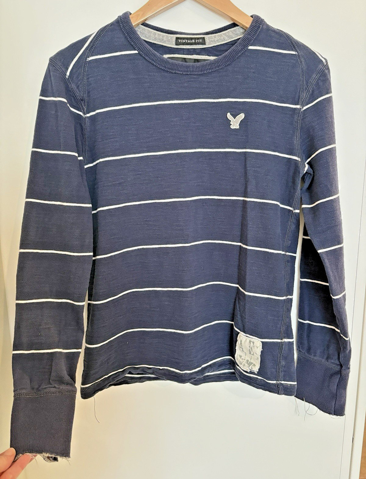 American Eagle Mens Vintage Fit LS Striped Top XS Y2K Preppy Heritage Nautical