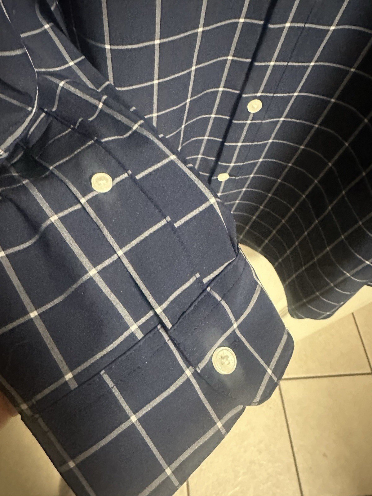 St. John’s Bay Button Up Shirt CLASSIC Easy Care Blue Plaid Quick Dry Large 46w