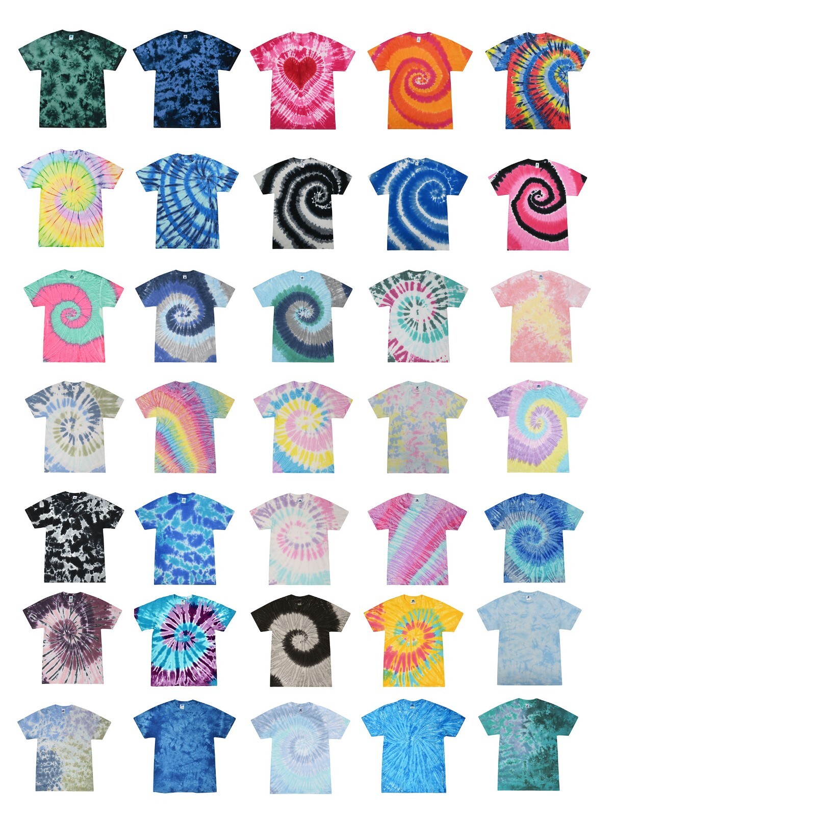 Tie Dye T-Shirts Multi-Color Adult XXX-Large 100% Cotton Colortone