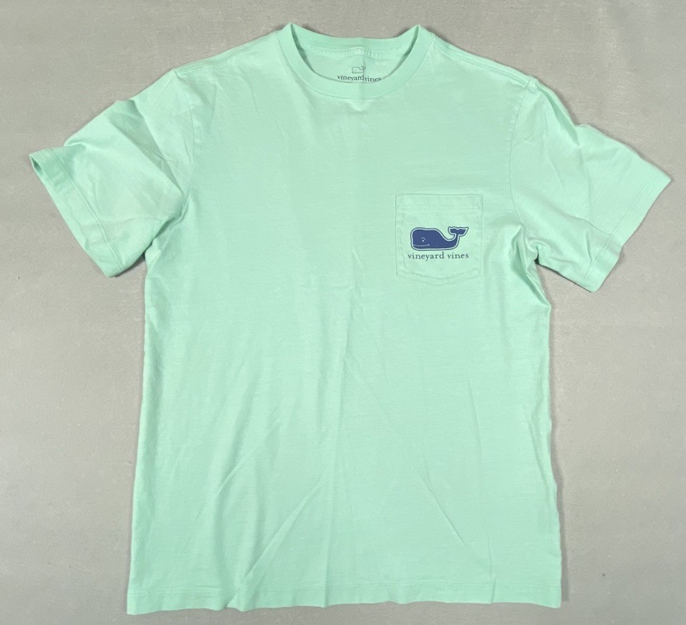 Vineyard Vines Shirt Mens XS Mint Green Whale Pocket Graphic Tee Preppy