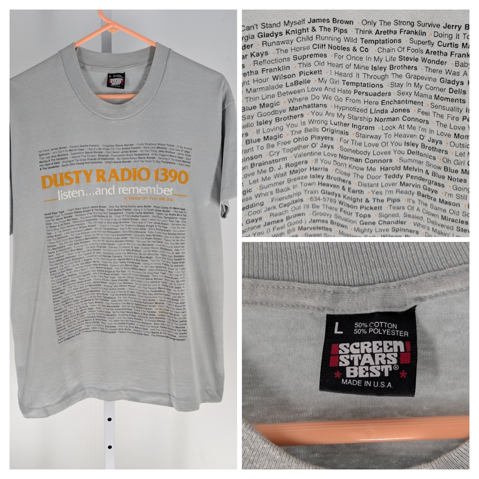Vintage Dusty Radio 1390 T Shirt L WGCI Chicago Soul R&B Oldies Promo 90s USA
