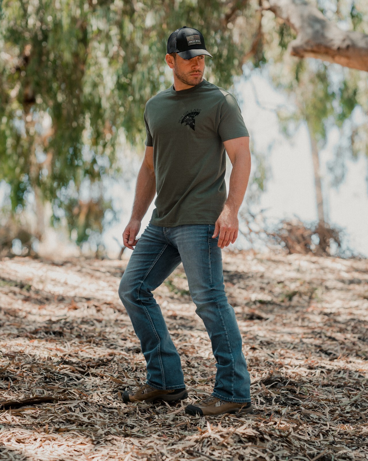 Howitzer Style Men’s T-Shirt MOLON LABE Military Green Grunt S M L XL 2XL 3XL