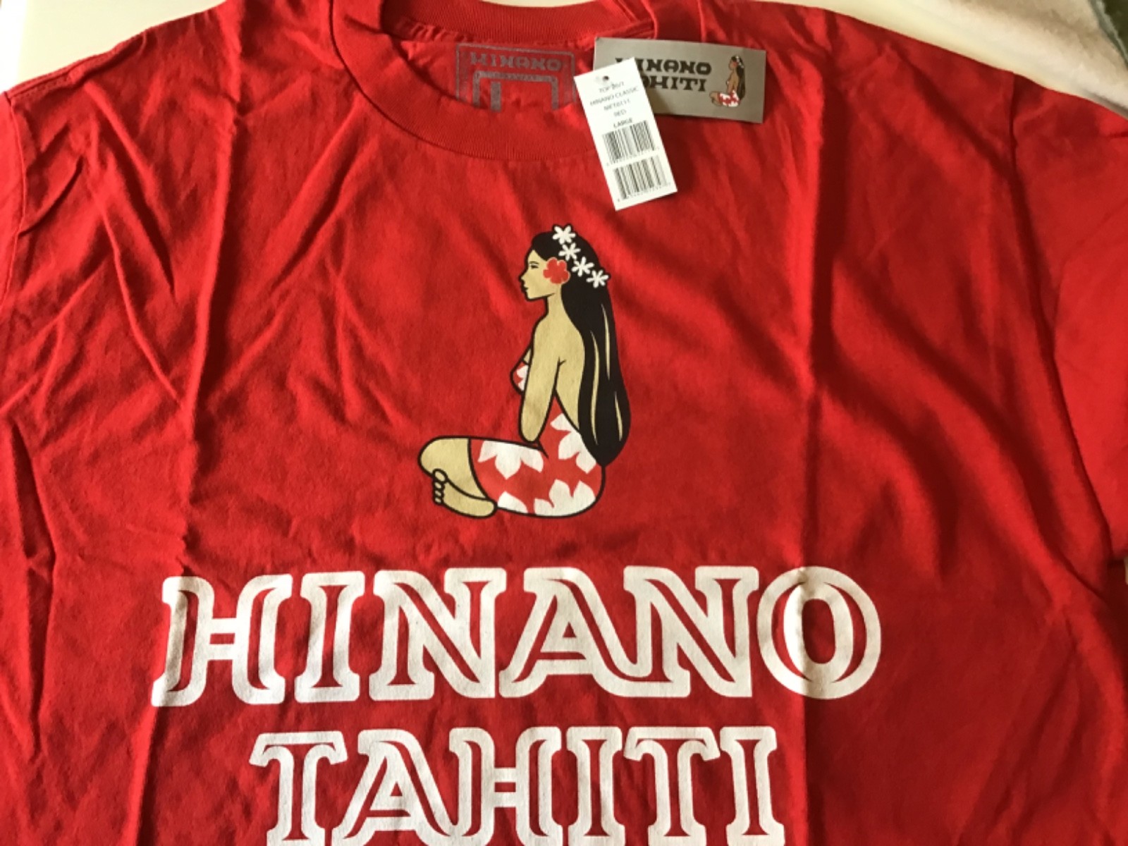 Hinano Tahiti shirt NEW Large Free Hawaii calendar Fast ship NOS