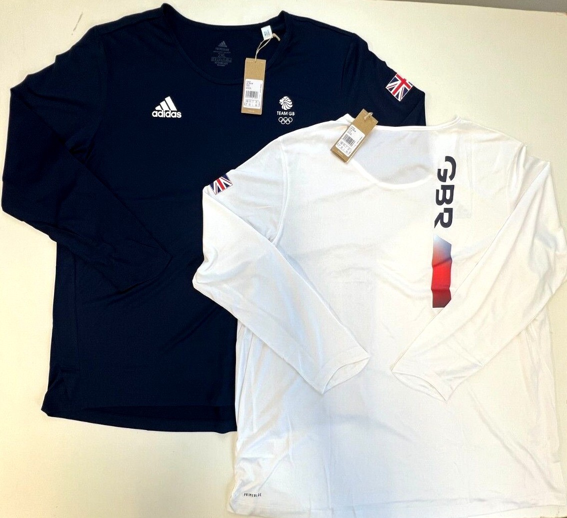Adidas Training Shirt Team GB Olympic Jersey Gym White Blue XS S M L XL 2XL 3XL