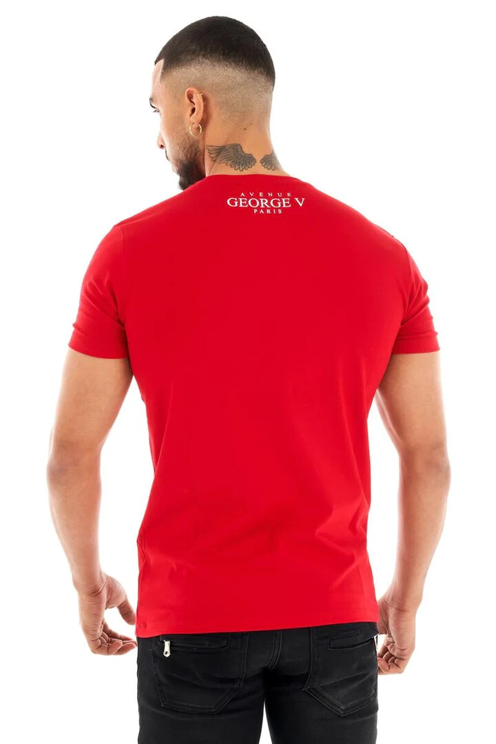 Avenue George V Paris T-Shirt Lion Men’s Red Tee Rhinestone Fitted XL 2XL 3XL