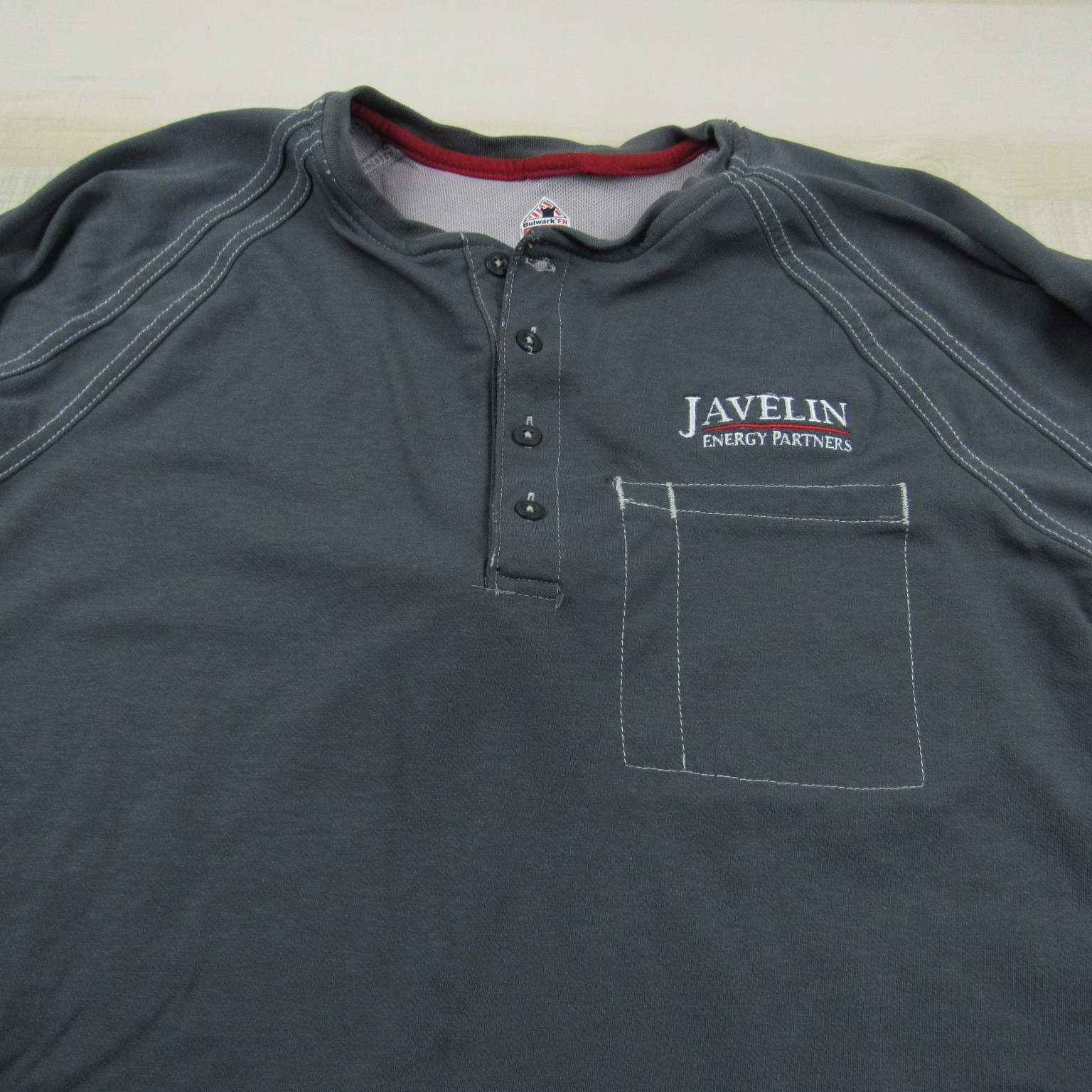 Bulwark Shirt Mens Large Gray Henley FR Fire Resistant IQ Westex Pocket Cat 2 A1
