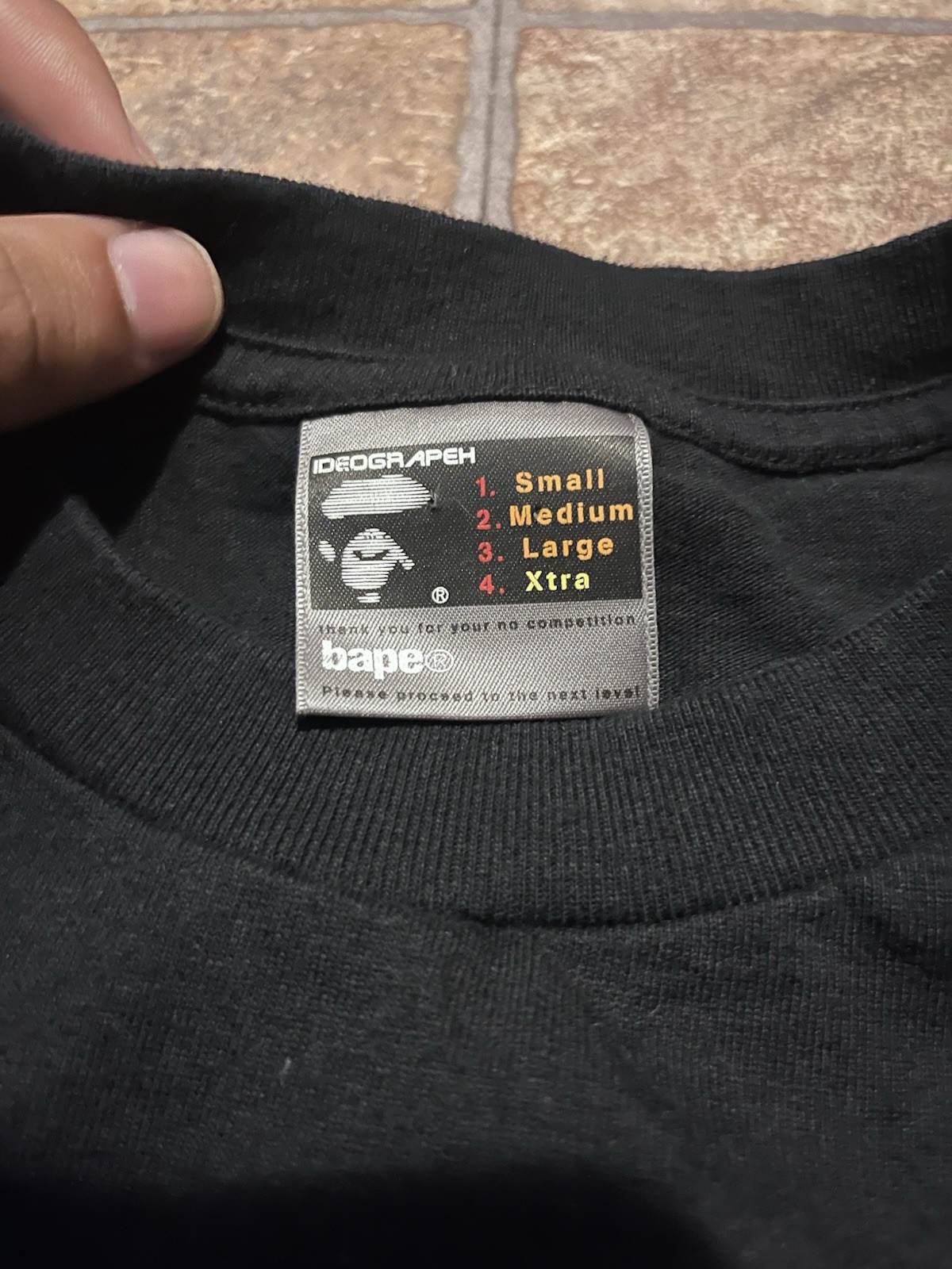 A Bathing Ape BAPE x KAWS Black Logo Graphic Cotton Knit T-Shirt Crew Neck XTRA