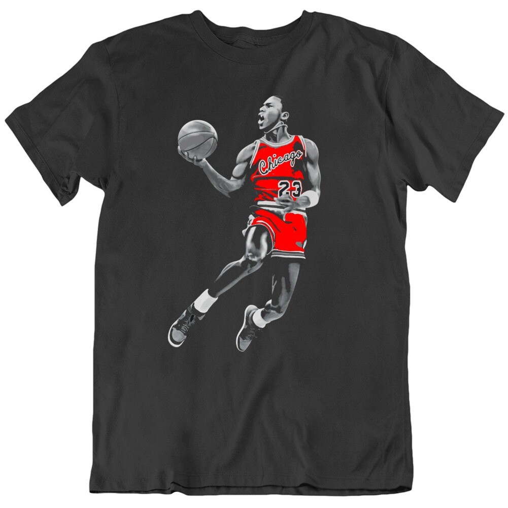 Michael Jordan Retro Bred Black White Poster Retro Fan Black T Shirt