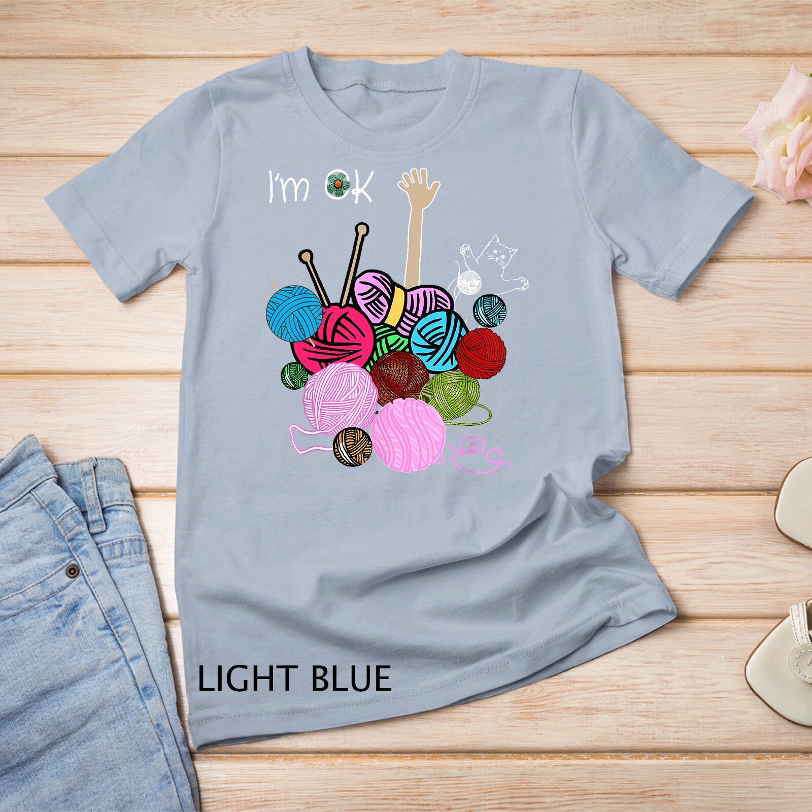 I’m Ok Crochet And Knitting Funny Crocheting T-Shirt Unisex T-shirt