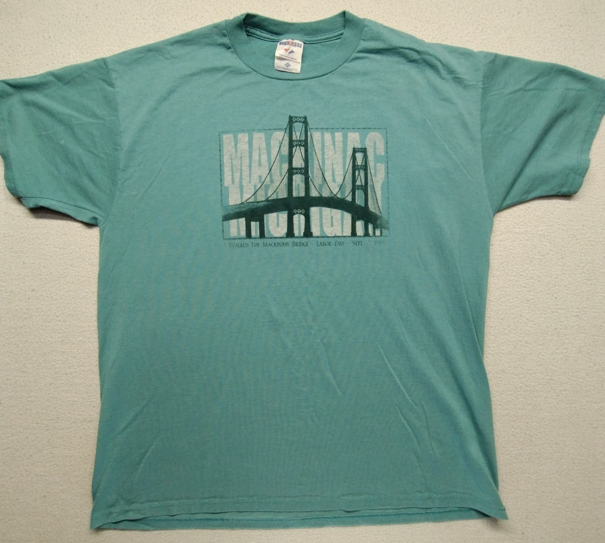 Vintage Mackinac Bridge Labor Day Walk T Shirt 1998 Size XL Men Made In USA