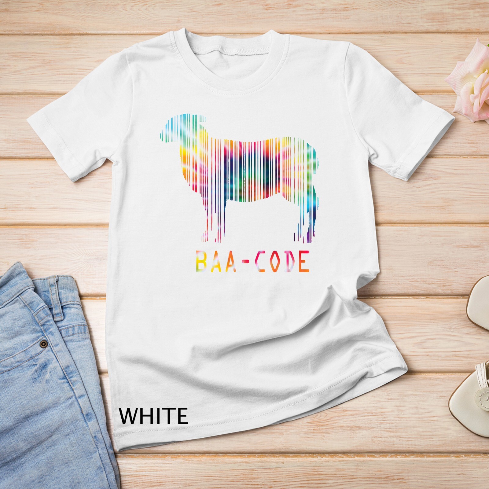 Funny Tie Dye Sheep Shirt BAA CODE Punny Baa-code Sheep Barcode Unisex T-shirt