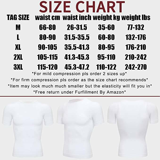 Men T-shirt Male Body Shaper Compression Shapewear Fitness Tummy Control Vest US