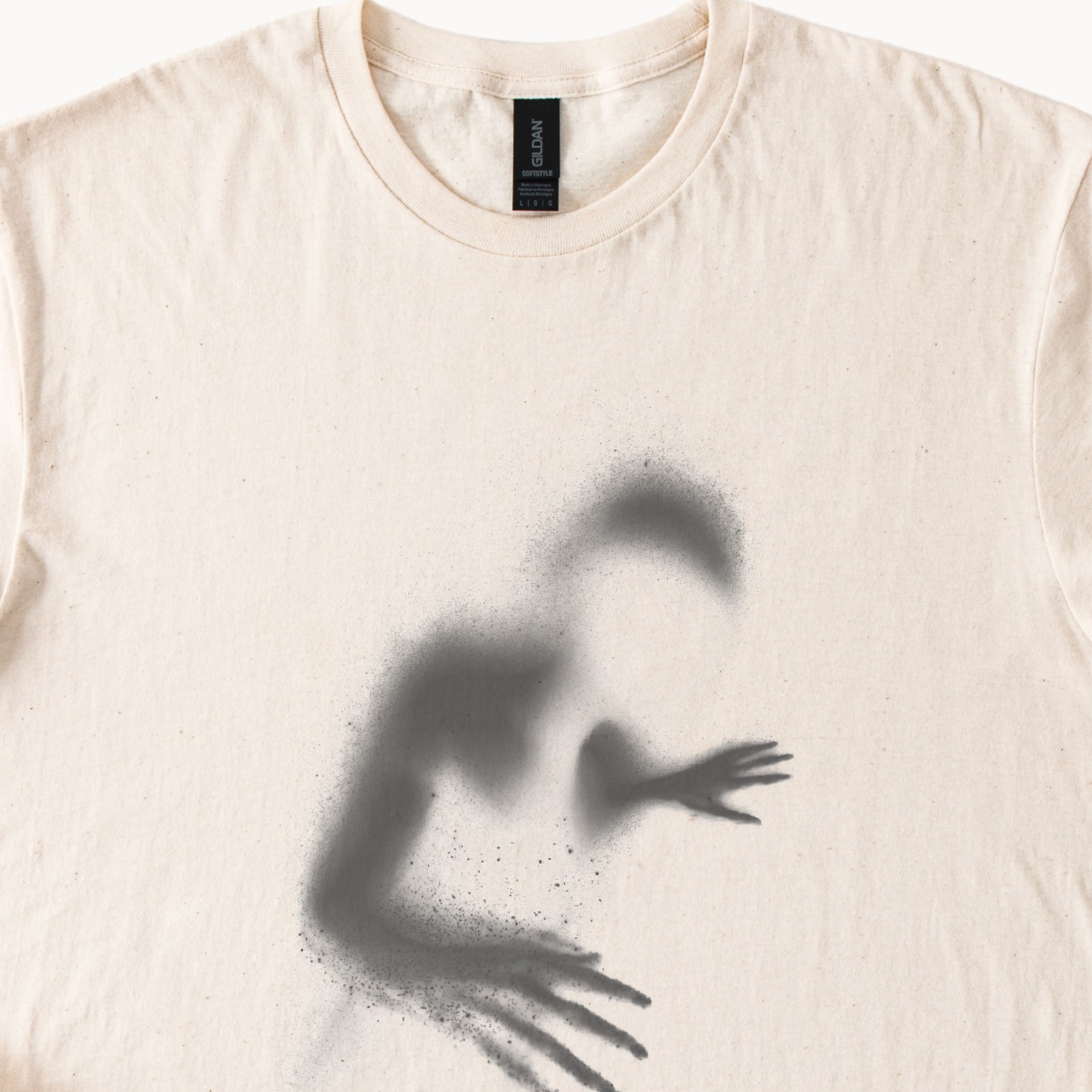 Abstract Powder Figure Graphic Tee Artistic Monochrome Design