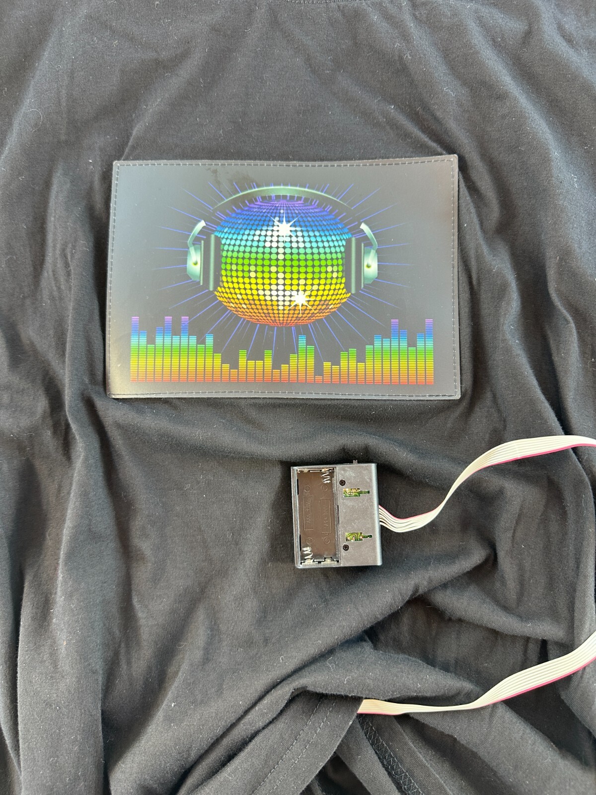 Sound/Music Activated Light Up Flashing LED Equalizer Blk Rave T-Shirt Sz XXL