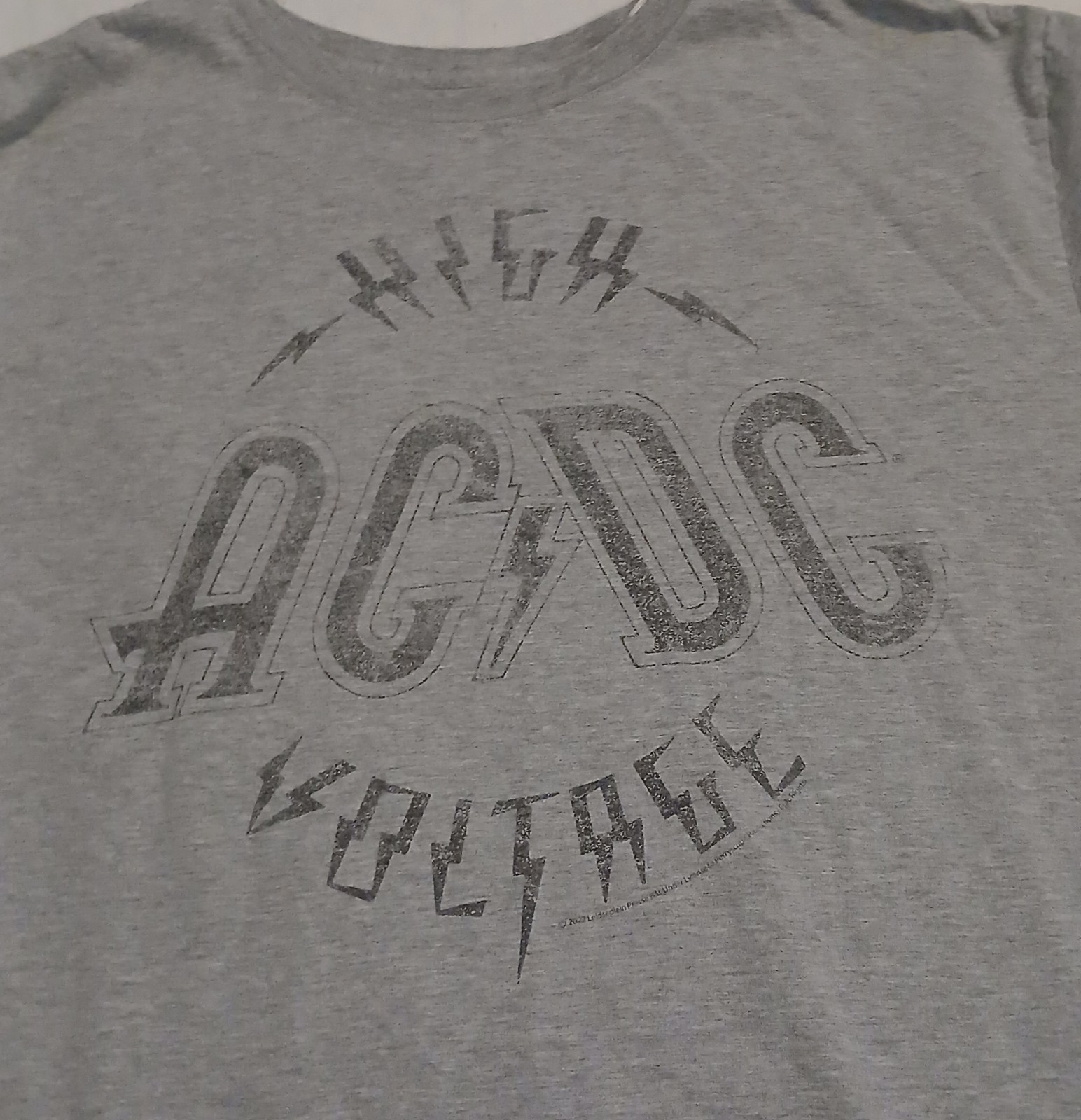 AC/DC HIGH VOLTAGE GRAPHIC TEE 3XL GRAY FADED ROCK BAND SHIRT