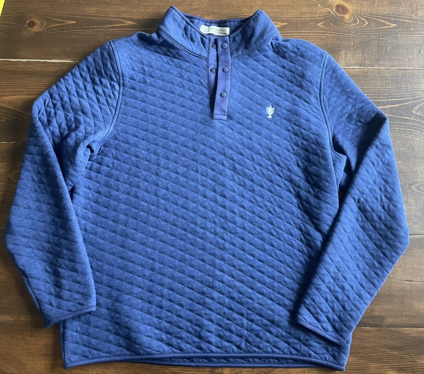 Holderness & Bourne Sweater Mens Medium Blue Quilted T Snap Pullover