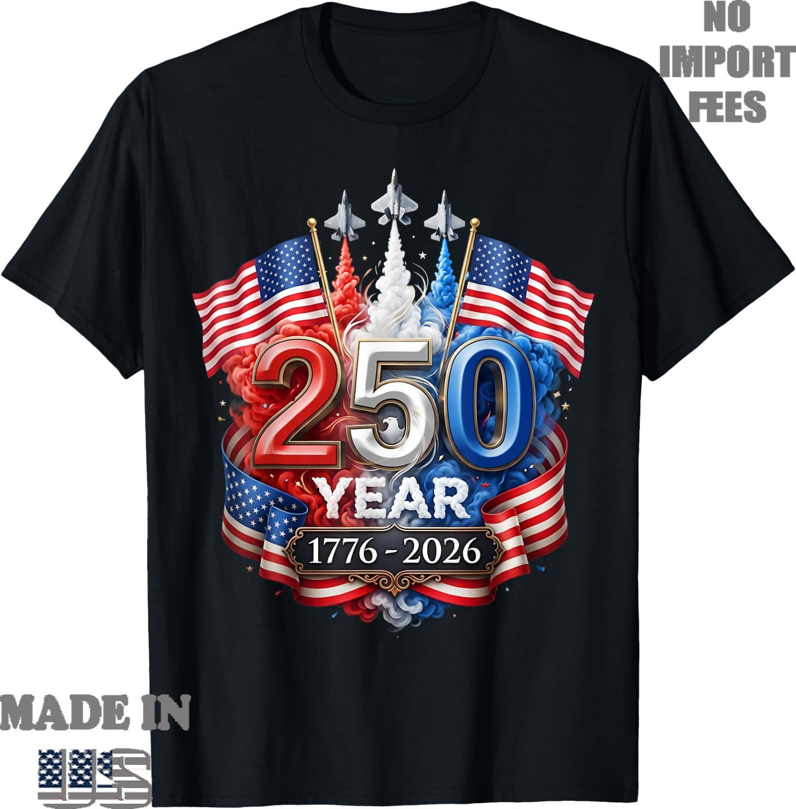 250 Years American 250th Anniversary Patriotic USA 4th T-Shirt, Adult Kid Tees