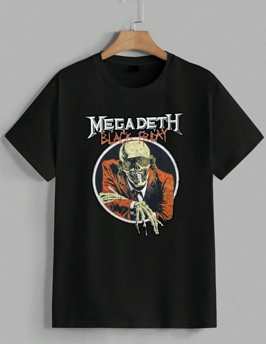 Megadeth Black Friday T-Shirt Vic Rattlehead Heavy Metal Band Graphic Tee Unisex